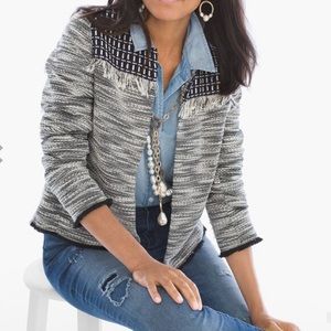 Chico's 3 Women Blazer Jacket Large Fringe